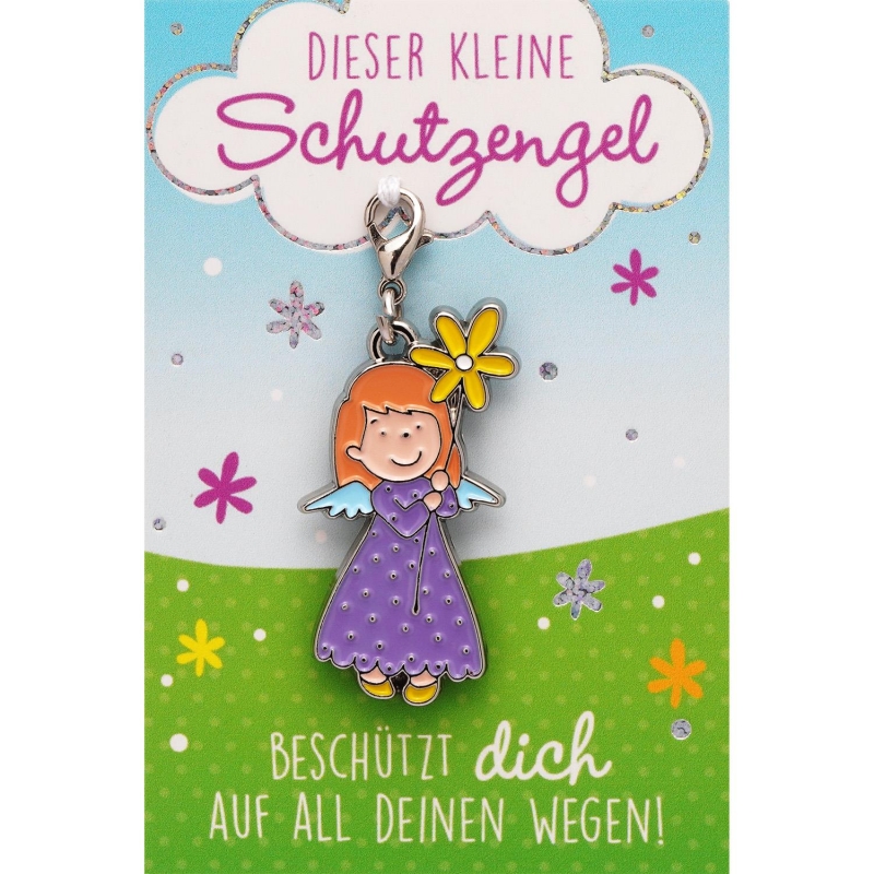 Anhänger zur Einschulung - Schutzengel - lila